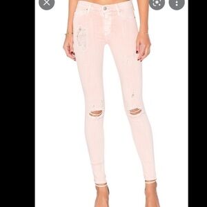 HUDSON Nico Skinny Jeans- light pink distressed